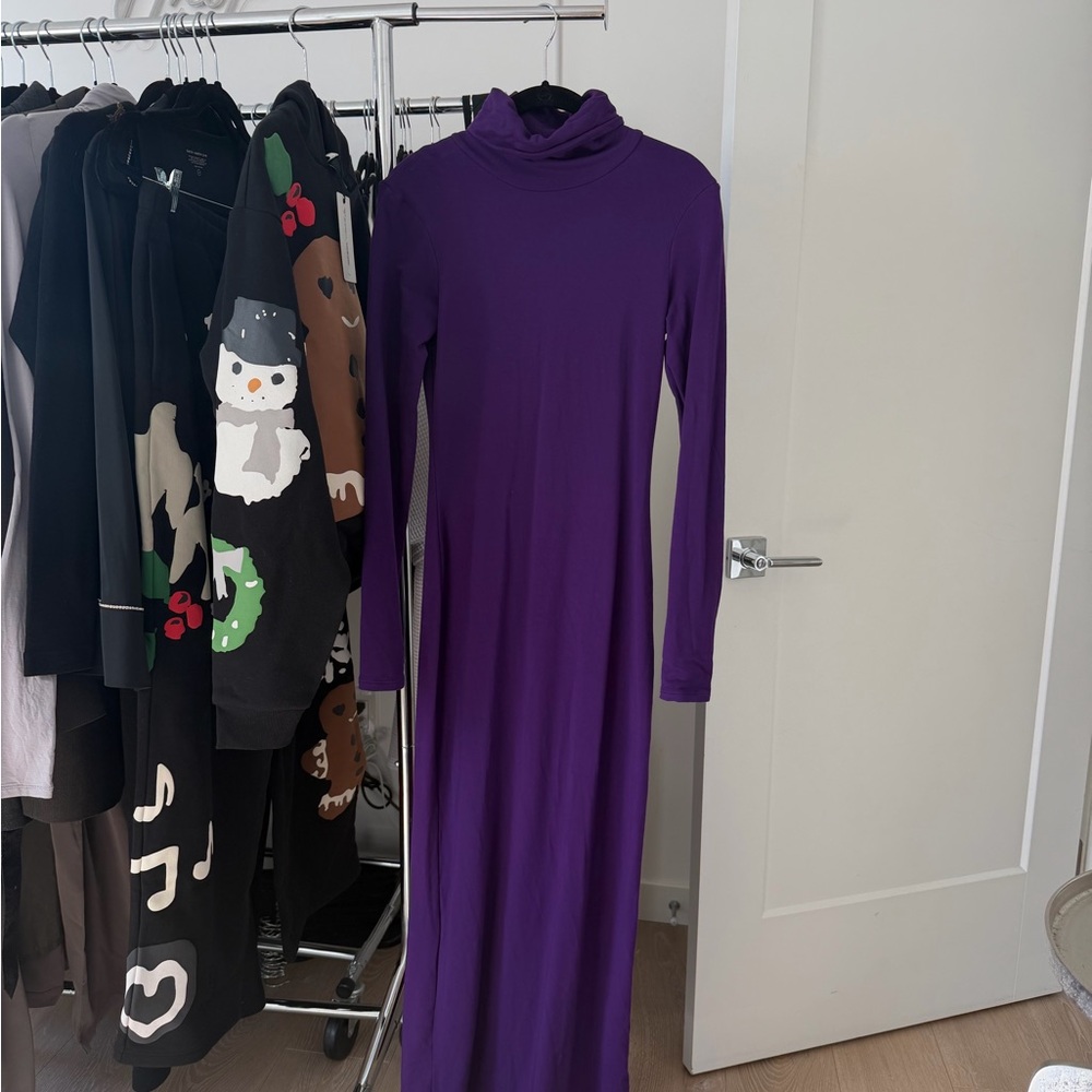 SPRWMN Purple Long Sleeve Turtleneck Maxi Dress